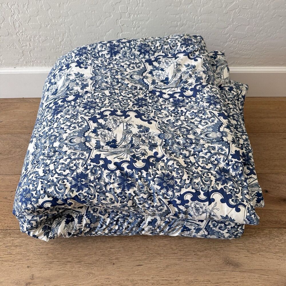 RALPH LAUREN Porcelain Blue Tamarind Birds FULL QUEEN Comforter Quilt